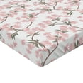 thumbnail image 4 of Ambesonne Cherry Blossom Fitted Sheet, Soft Flowers Spring, Full Size, Blush Evergreen and Taupe, 4 of 5