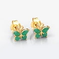 thumbnail image 3 of Fine Color Jewels Emerald Butterfly Stud Earrings 14K Gold Plated Birthday Gift for Women, 3 of 9