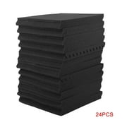 2018 New Upgraded 12/24/48pcs Acoustic Panels Wedge Sound Proofing Foam Sheet With Adhesive Backing Sound Absorption Foam Anti Noise Deadening(Black)