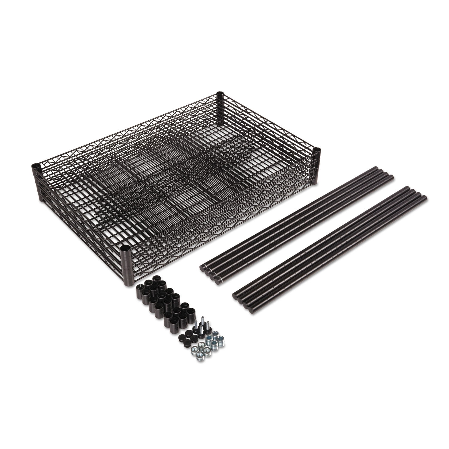 Alera Nsf Certified Industrial 4-Shelf Wire Shelving Kit, 48 x 24 x 72, Black