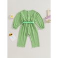 thumbnail image 4 of Bagilaanoe Newborn Baby Girl Fall Jumpsuit Textured Long Sleeve Bodysuit with Belt 3M 6M 9M 12M 18M Infant Fall One Piece Romper, 4 of 8