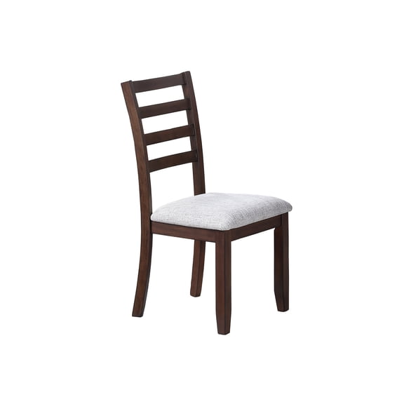 JERFIT 2-Pack Ladder Back Dining Chairs with Padded Upholstered Seat, Walnut Finish, Classic Curved Leg Design for Kitchen & Dining Room