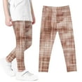 thumbnail image 5 of Toddler Girl Leggings Plaid Criss Cross Trendy Stretch Comfortable Cotton Pants Lightweight Skinny Kids Fall Outfits, Brown, 6 Years, 5 of 6