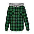 thumbnail image 4 of UQJfacai Boys Hoodies Shirts Kids Casual Button Down Plaid Shirt Fall Winter Long Sleeve Hooded Shacket Jackets with Pocket 5-14 Years, 4 of 6