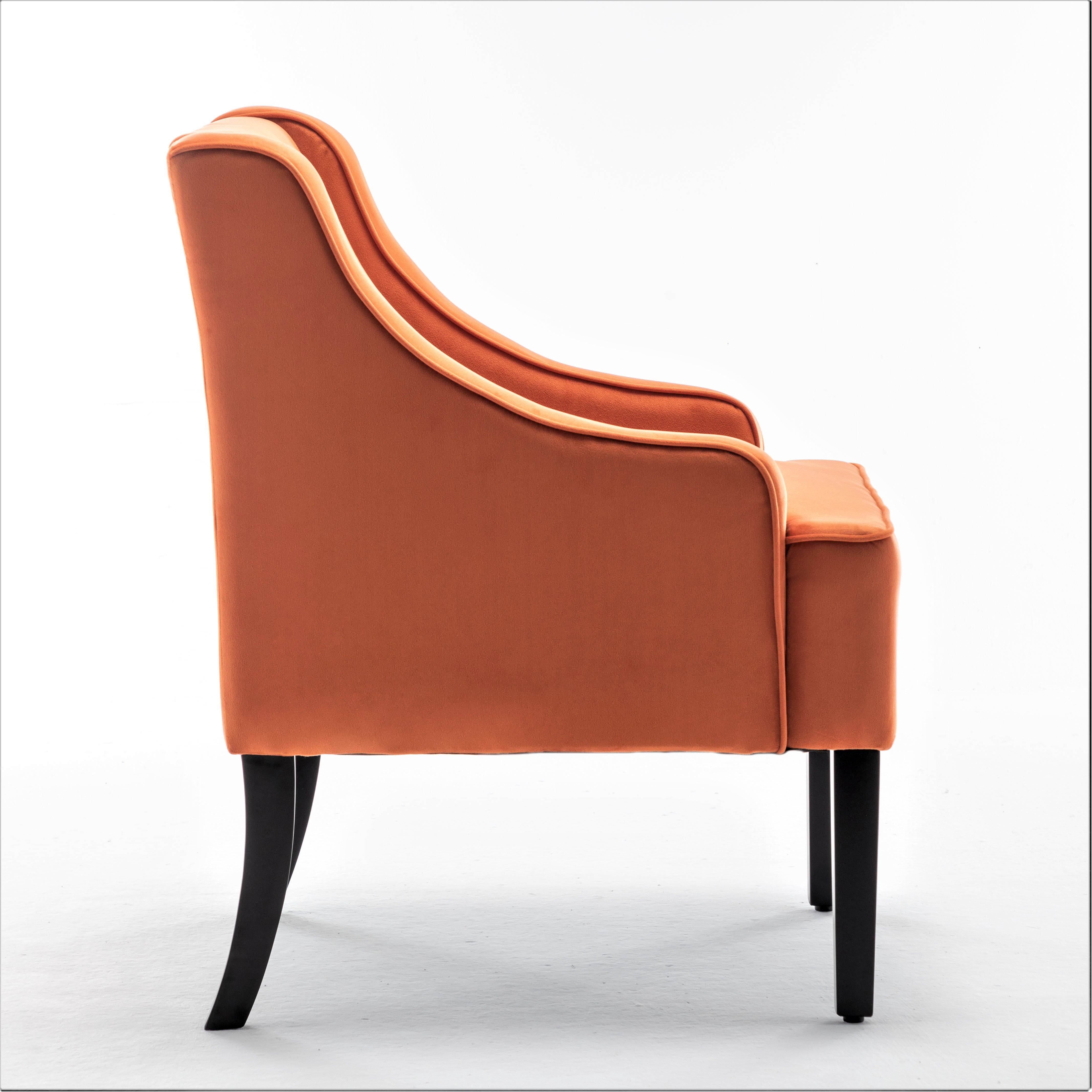 US Pride Furniture Correen 25" Wide Microfiber Accent Chair with Recessed Arms, Orange Red