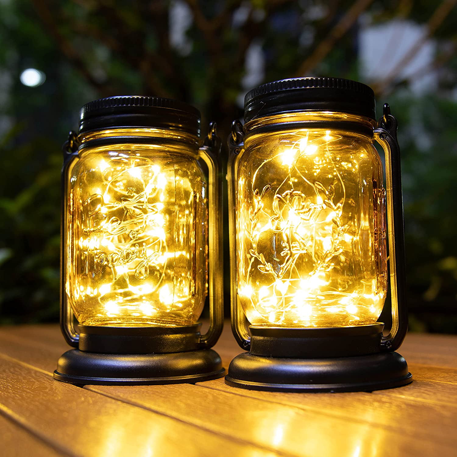 Glass Jar & Warm White LED Fairy Lights Hanging Lantern Lighting Decoration 