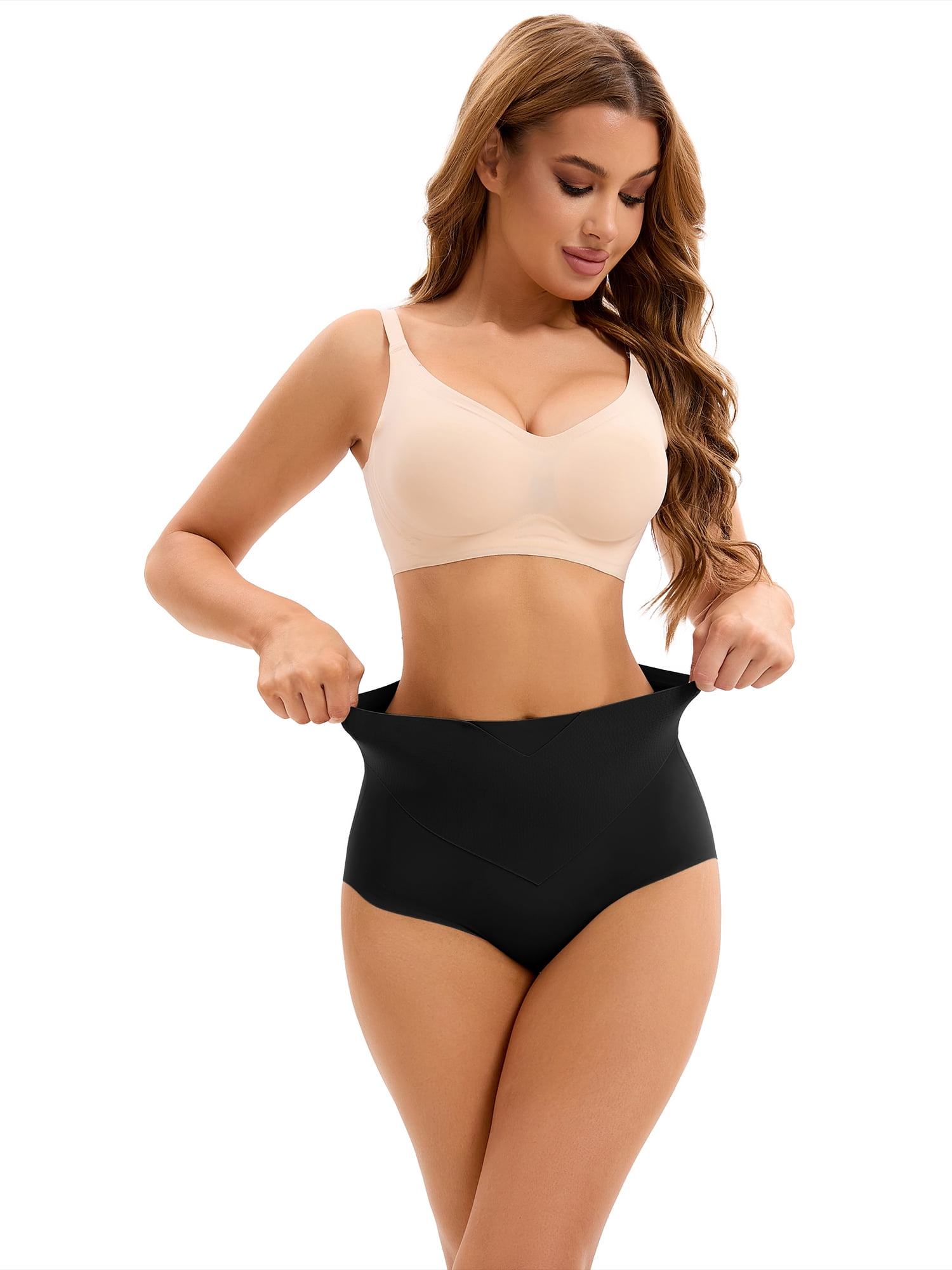 DARING DIVA Women's High Waist Briefs Flatten Stomach Shapewear Panties XL Black