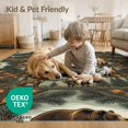 thumbnail image 4 of ODIKA 6'x9' Washable Area Rug Farmhouse Plaid Frame Cabin Forest Border Wildlife Woodland Fishing Refined for Dining Room, Under Table, Office Décor, Non-Slip Chair-Friendly, 4 of 7