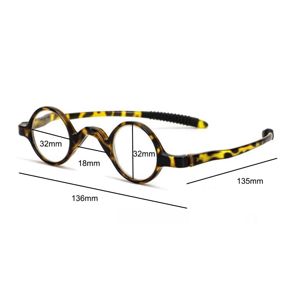 2 Pairs of 32mm Retro Reading Glasses Fashionable Small Round Tortoise Personalized Classic Blue Light Blocking Readers TR90 Flexible Presbyopic Glasses +3.50