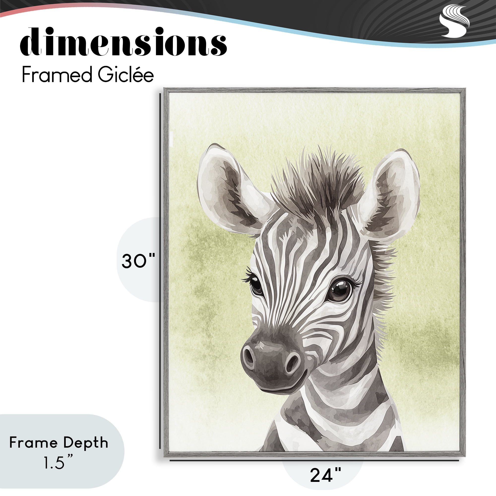 Stupell Industries Jungle Friends Baby Zebra Gray Framed Giclee Art, design by Christine Simpson Art