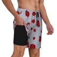 thumbnail image 2 of Kdxio Ladybug Print Mens Swim Shorts with Mesh Lining, Breathable and Quick-Drying, Adjustable Waist, Privacy Pocket-Small, 2 of 6
