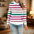 thumbnail image 2 of ZQUUVOU Women's Oversized Hoodies Stripe Printed Drawstring Hoodie with Pocket Long Sleeved Lightweight Fall Tops Hot Pink, 2 of 5
