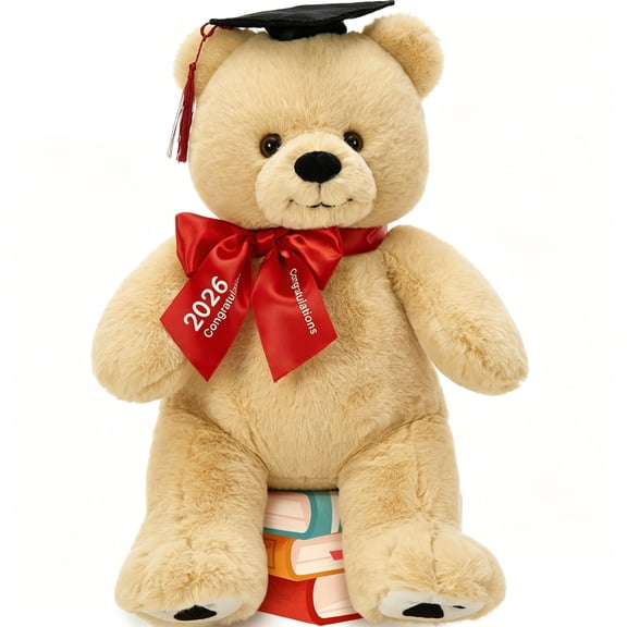 Tezituor 17.7'' Graduation Teddy Bear 2026 Stuffed Animal with Doctoral Cap and Sash Graduation Stuffed Bear Plush Toy
