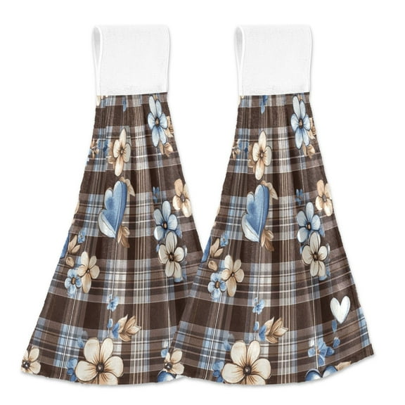 BZSMCE Hanging Hand Towels Fashion Charming Hearts and Blooms Pattern 2-Pack - Velcro Style Bathroom Kitchen Towels