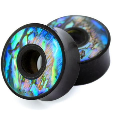 Horn Flesh Tunnel - Abalone Shell Inlay Horn Flesh Tunnel Plug