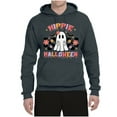 thumbnail image 2 of Wild Bobby Hippie Halloween Ghost Bats Stars Halloween Pink Orange Purple Halloween Halloween Unisex Hoodie Sweatshirt, Charcoal, Large, 2 of 6