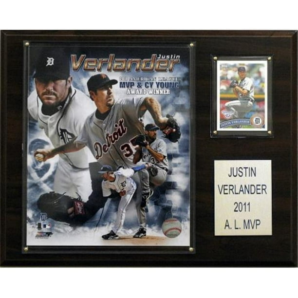 C & I Collectables 1215JUSTINVMVP MLB 12 X 15 Justin Verlander 2011 MVP Detroit Tigres Joueur Plaque