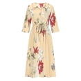 thumbnail image 4 of Pisexur Robes d'Invité de Mariage pour Femmes 2024 Mode Boho Imprimé Floral Robe Maxi Décontractée Fluide Manches Courtes Col en V Robe de Retour à la Maison Tunique à Boutons Robe de Cocktail à Cordon Robe Grande Taille p-4TG, 4 of 5