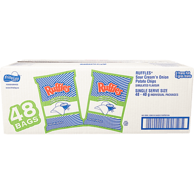 RUFFLES Potato Chips, Sour Cream & Onion, Vending Chips 48x40.0 g