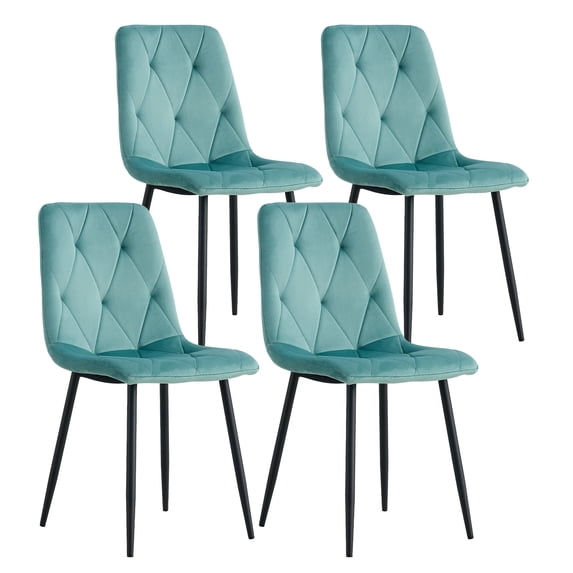 KATBOC Velvet Dining Chair Set of 4, Modern Upholstered Side Chair,Cyan