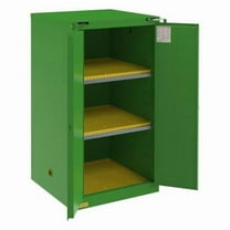 Durham 1060S-83T 34.25 x 34.18 x 66.37 in. FM Approved Pesticide Storage Cabinet with 60 gal, 2 Doors, Self Close - 2 Shelves, 3 Plastic Trays - Green