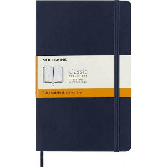 Moleskine Classic Notebook, Soft Cover, Large (5" x 8.25") Ruled/Lined, Sapphire Blue, 192 Pages