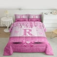 thumbnail image 2 of Manfei Kawaii Bowknot Alphabet R 3 Pieces Queen Comforter Set for Female Women Teens,Bling Glitter Splash Ultra Soft Bedding Sets,Flying Butterfly Bedding Comforter Set,Dreamy Princess Decor, 2 of 8