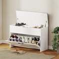 thumbnail image 2 of HOMCOM Shoe Bench with Flip Drawer, Cushion Lift-Top Entryway Bench, White, 2 of 10