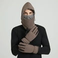 thumbnail image 6 of jobturf Balaclava Face Mask Men Waterproof Windproof Thickened Thermal Winter Hats with Gloves 2 Piece Outfits 3 in 1 Ski Cap and Glove Set, 6 of 6