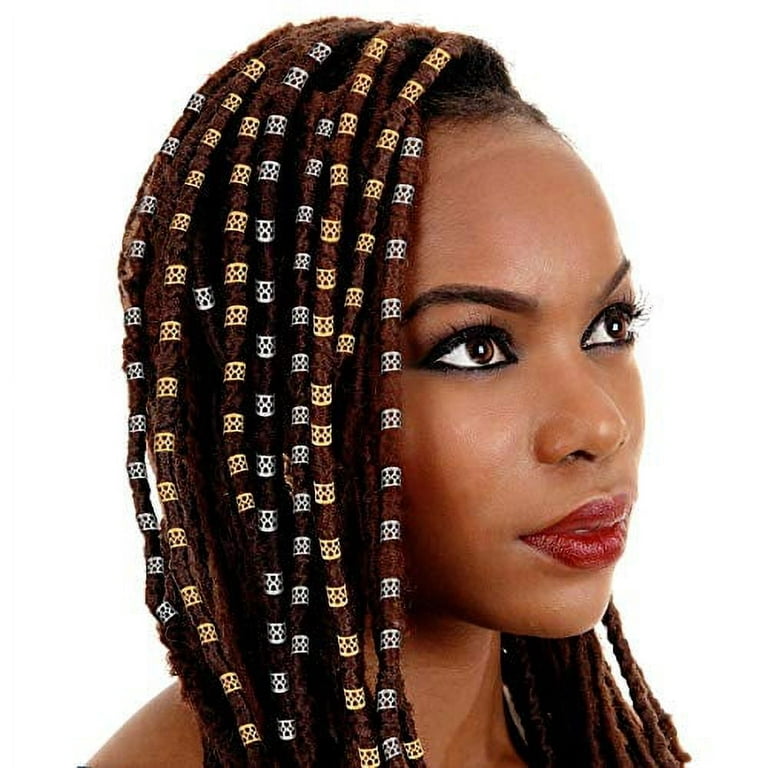 Visen 200 Pcs LOC Hair Jewelry for Women Braids Dreadlock Accessories Hair Decoration Aluminum Hair Beads Metal Silver Gold Cuffs Rings Clips Coils Shells