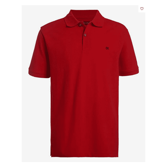 Calvin Klein Men's Short Sleeve Solid Slim-Fit Polo Shirt, Racing Red, S