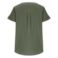 thumbnail image 3 of Khunlpohl Women's Cotton Linen Blouse with Pocket V Neck Button up Shirt Top Summer Short Sleeve Baggy Tops, 3 of 8