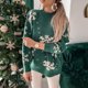 thumbnail image 1 of Suéter Jersey básico para mujer, manga larga, patrón de copos de nieve, traje de vacaciones (verde L) Kuymtek Verde T L para Mujer, 1 of 5