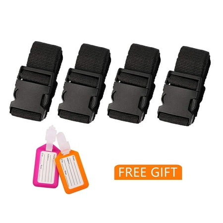 Heavy Duty Luggage Yufenge Luggage Straps Suitcase Belts Adjustable Heavy Duty Long Cross Travel Accessories 4 Pack Black ()