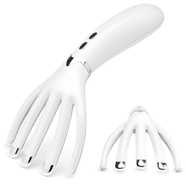 Rechargeable Vibrating Scalp Massager - Electric Scalp Massager Comb with Multi-Function Heating, Palm-Shaped Design, Easy Button Operation Plastic Material