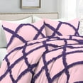 thumbnail image 2 of 1 Piece Luxury Two Tone Diamond Ruffle Pattern Comforter Super Soft, All Season 800 Thread Count, 100% Egyptian Cotton, Twin/Twin XL Size Light Pink-Purple Color, 2 of 4