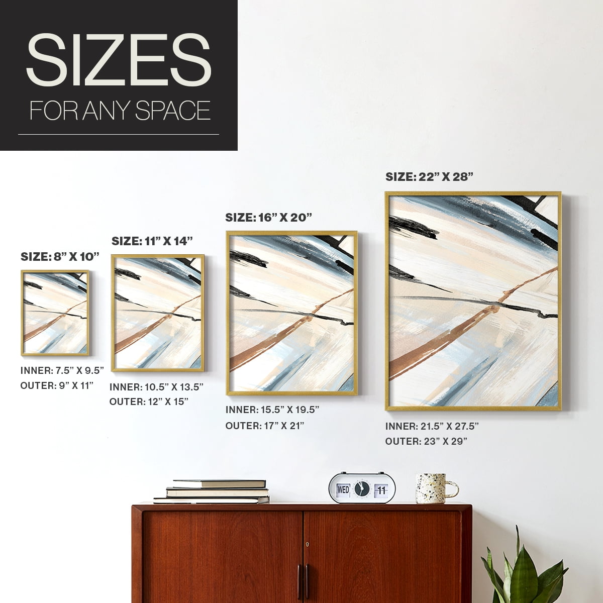 Dancing Wind Revisit II Framed Print in Gold Solid Wood Framed Print No Nail Hanging