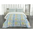 thumbnail image 3 of Ambesonne Pastel Quilted Bedspread Set 3 Pcs, Abstract Spring Daisies, Queen Size, Multicolor, 3 of 5