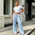 thumbnail image 7 of Wiholl Wide Leg Pants for Women Flowy Palazzo Drawstring Elastic Waist Trousers with Pockets Summer Beach Vacation Clothes, 7 of 7