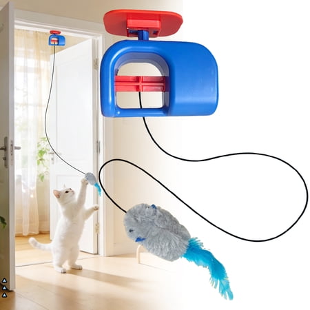 Interactive Cat Toys for Indoor Cats Automatic Electric Flying Bird Feather USB Rechargeable Chase Exercise Toy for Bored Kittens and Adult Cats (Blue)