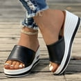thumbnail image 4 of CQONEPT Platform Sandals for Women - Soft Memory Foam Padded Platform Wedges Sandals - Slip On Platform Slides - Comfy Open Toe Mules Platform Sandals Summer Casual Size 6.5 Black, 4 of 6