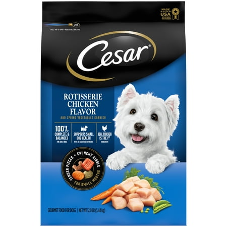 (BEST BY 01/29/2025) Cesar Small Breed Rotisserie Chicken And Spring Vegetables Dry Dog Food Adult  12 Lb. Bag
