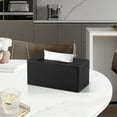 thumbnail image 3 of Tissue Box Cover Stylish PU Leather Rectangular Tissue Box Holder with Magnetic Bottom Cover for Bathroom Bedroom or Office (Black), 3 of 7