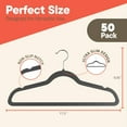 thumbnail image 2 of Gray Velvet Hangers 50 Pack – Heavy-Duty 11 lbs Capacity, 360° Swivel Hook, Non-Slip & Space-Saving Design – Smooth Velvet Finish for Crease-Free Clothes & Effortless Closet Organization, 2 of 8