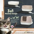 thumbnail image 3 of CAPHAUS 3-in-1 Detachable Cat Litter Box w/ Lid, Large Anti-Leakage Cat Toilet with Scoop, Cat Mat & Odor Fitter, Plastic Cat Box for All Sizes of Cats, Beige, 3 of 9