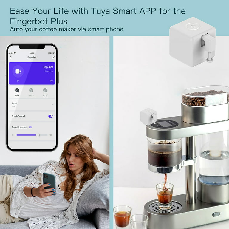 Fingerbot Plus Smart Button Pusher No Wiring Switch, Upgrade with touch  control, Work with Smart Life App, Add MOES Tuya Bluetooth Hub Make it  Compatible with Alexa,Google Home and Timer Control 