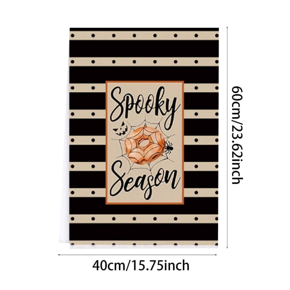 Halloween Kitchen Towels Set of 2, 15.75x23.62 Inch Spooky Ghost Pumpkin Bats Dish Towels, Absorbent Boo Trick or Treat Hand Towels for Holiday Decor, Jack-O-Lantern Themed Dishcloths for Home