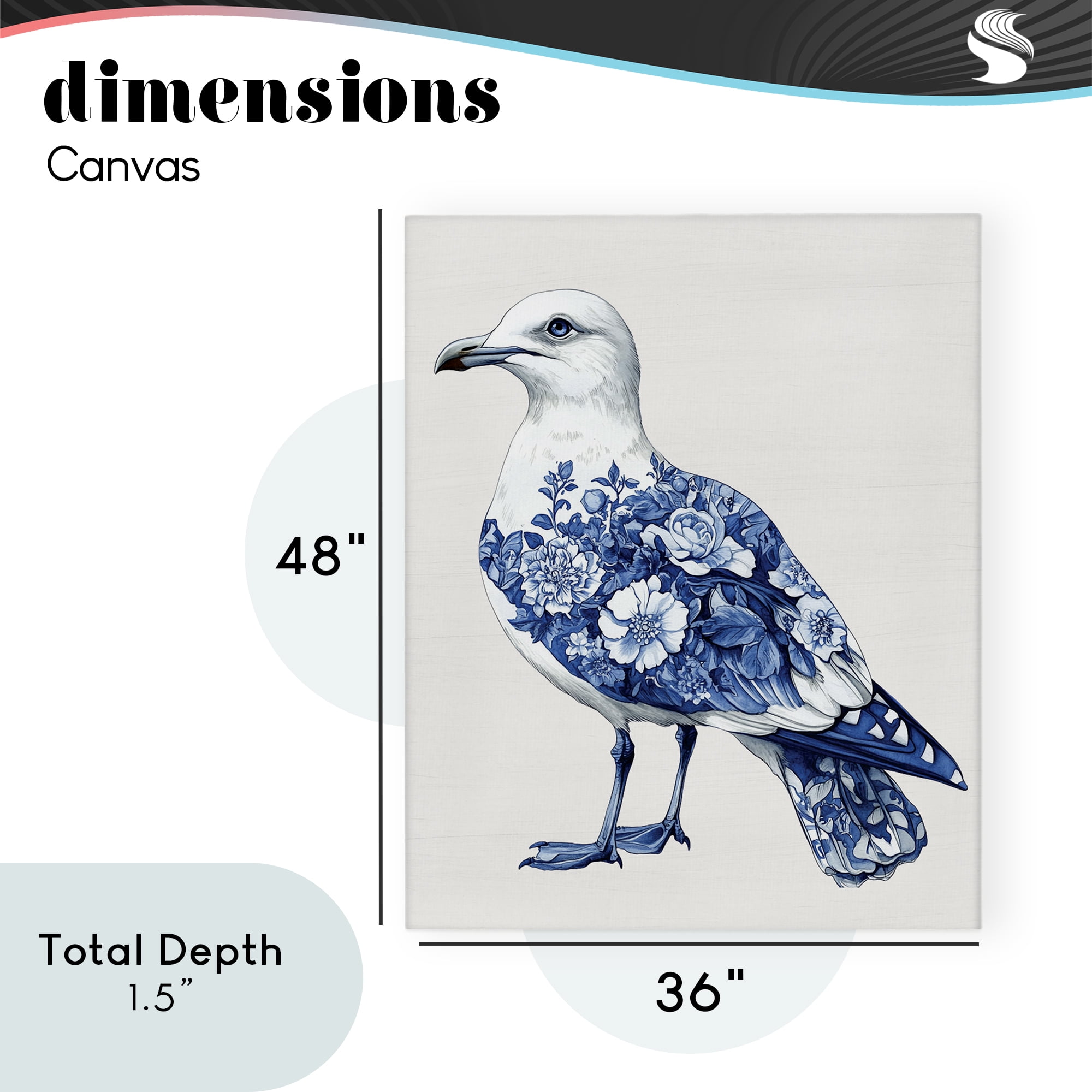 Funky Toile Seagull Canvas Wall Art, design by Lettered and Lined