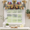 thumbnail image 2 of Yellow Retro Rooster Curtain Valances for Windows, Kitchen Valance Window Treatments Panel 2 Pack, Spring Floral Farmhouse Animals Rod Pocket Short Curtains for Bathroom Bedroom 42 x 12 Inch, 2 of 8