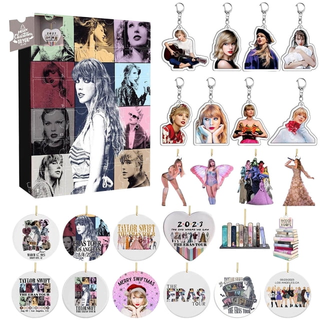 Decoración de cuenta regresiva de Adviento de Navidad 24 piezas Regalo Decoración acrílica navideña y llavero Sorpresa Favoritos navideños Cuenta regresiva